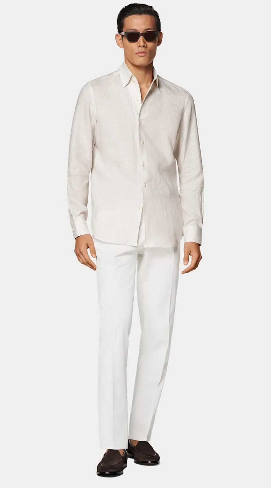 Best Hemd sand gestreift Tailored Fit Freizeithemden