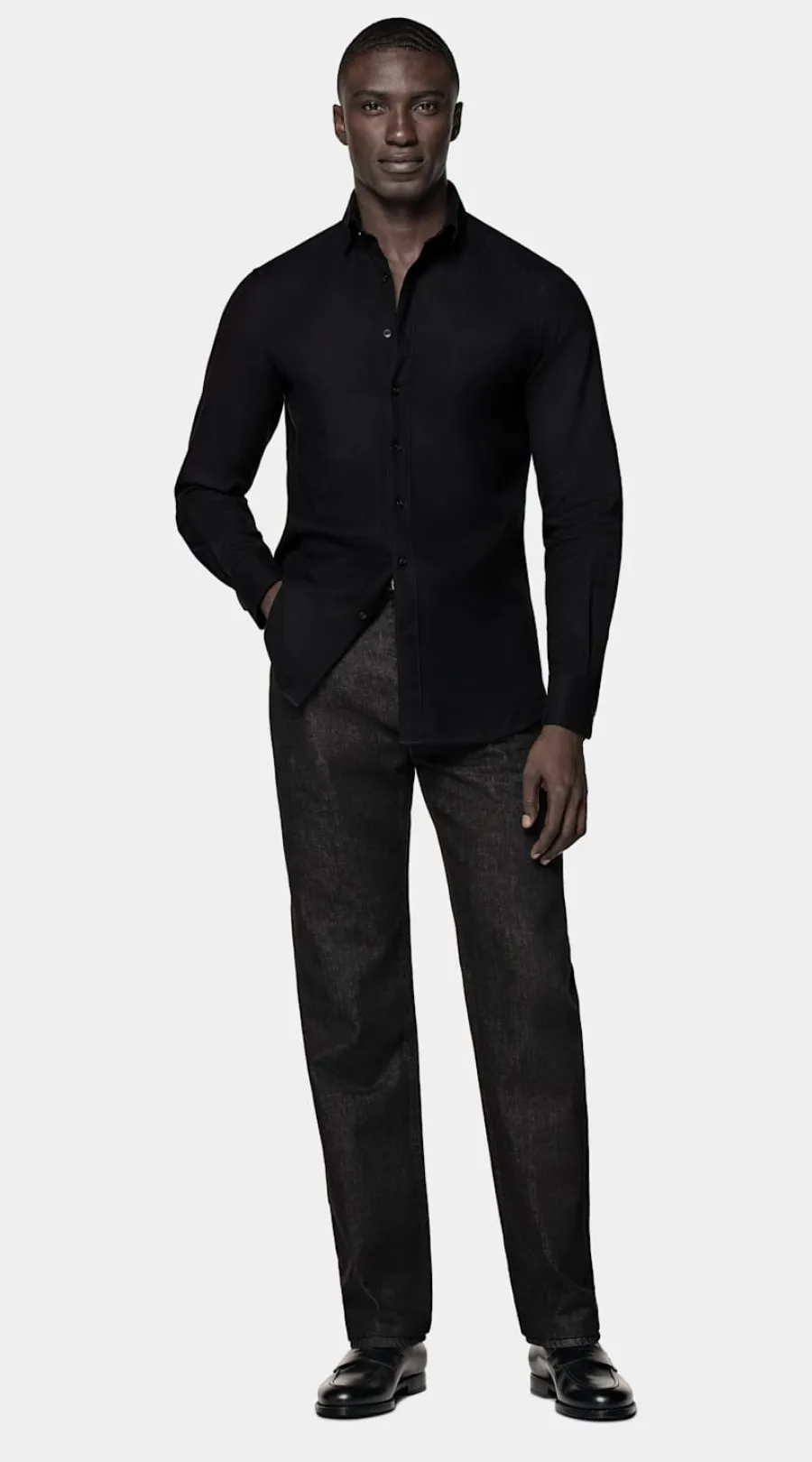 Best Sale Hemd schwarz Tailored Fit Freizeithemden