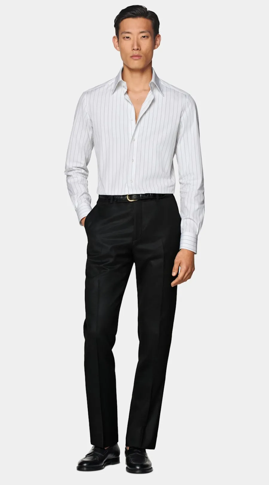 Store Hemd weiß gestreift Pointkragen Tailored Fit Klassische & Businesshemden
