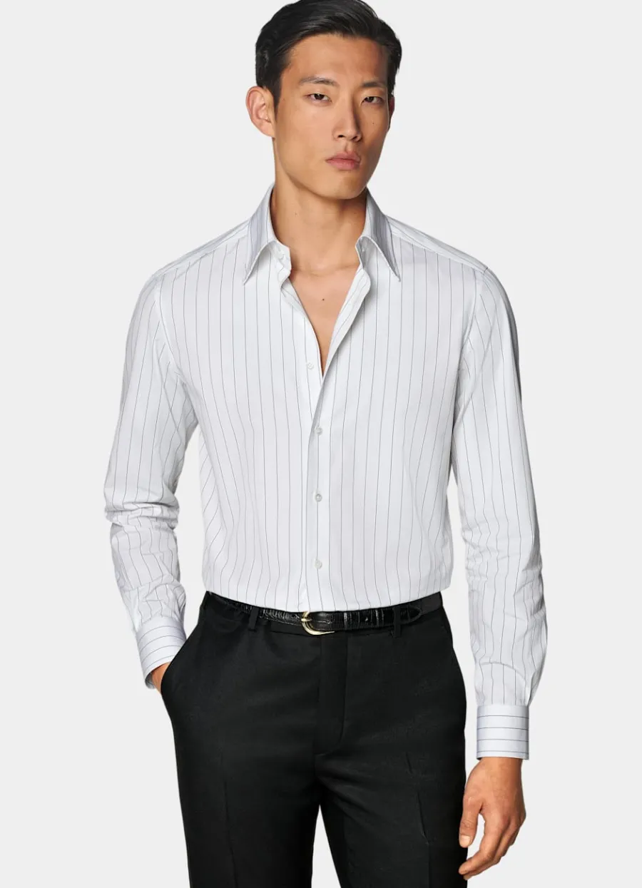 Store Hemd weiß gestreift Pointkragen Tailored Fit Klassische & Businesshemden