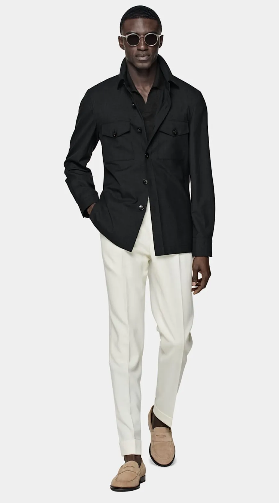 Store Hemd-Sakko dunkelgrau Relaxed Fit Sakkos