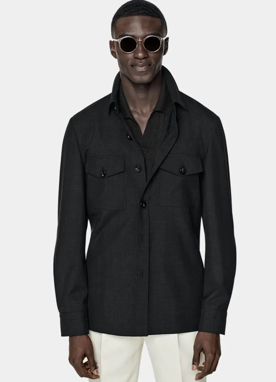 Store Hemd-Sakko dunkelgrau Relaxed Fit Sakkos