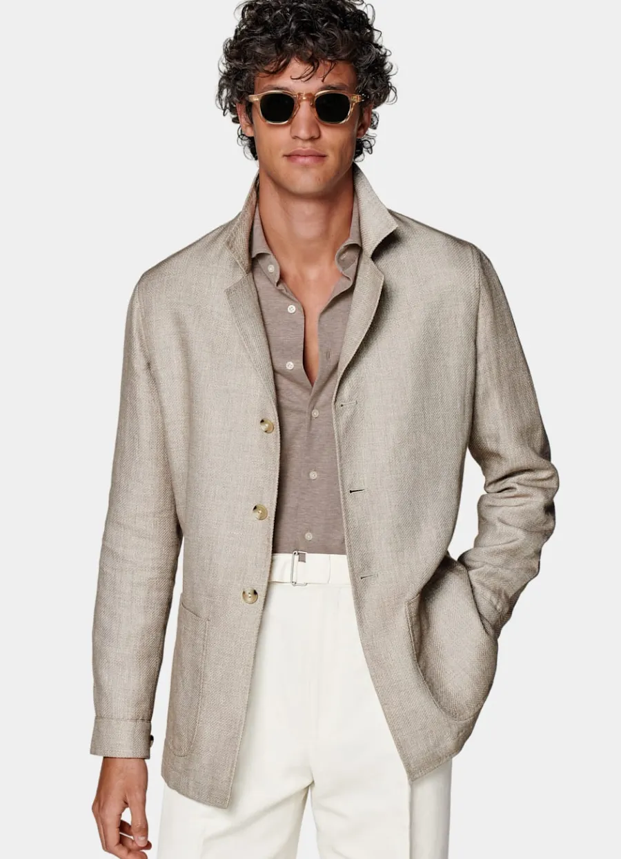 Flash Sale Hemd-Sakko mittelbraun Relaxed Fit Sakkos
