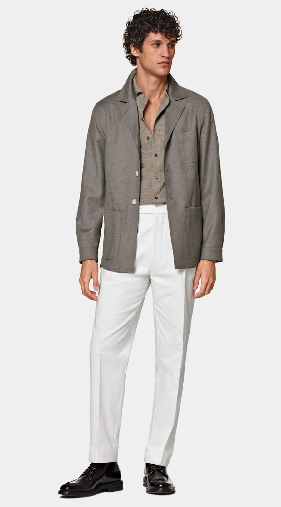 Hot Hemd-Sakko taupe Relaxed Fit Sakkos