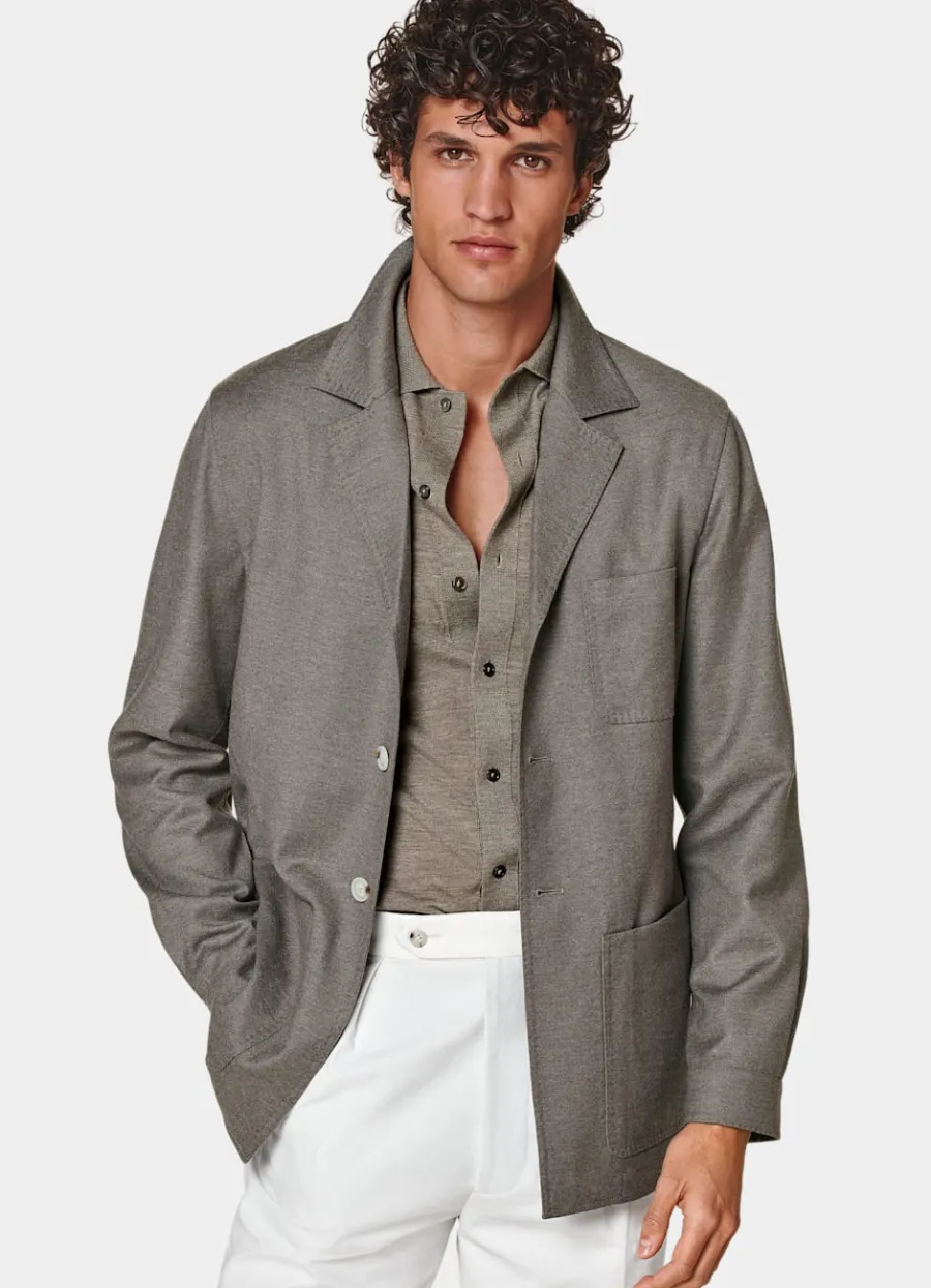 Hot Hemd-Sakko taupe Relaxed Fit Sakkos