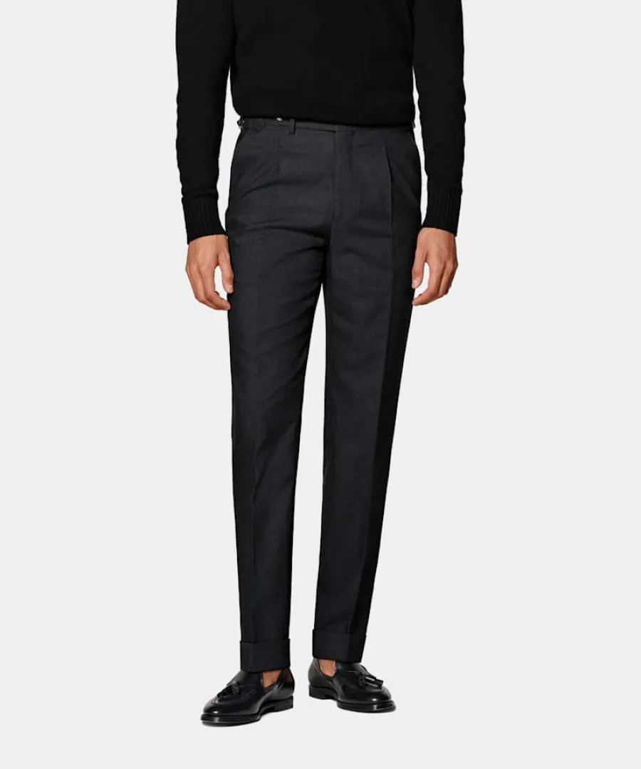 Outlet Hose dunkelgrau Slim Leg tapered Hosen