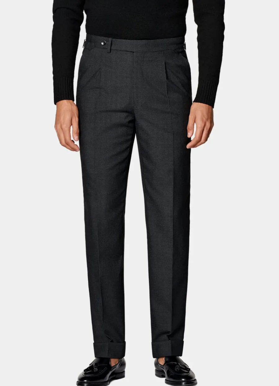 Outlet Hose dunkelgrau Slim Leg tapered Hosen