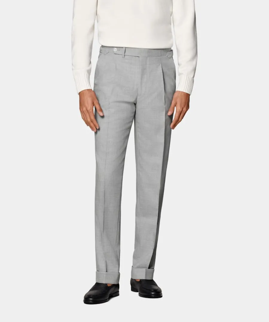 Best Hose hellgrau Slim Leg tapered Hosen