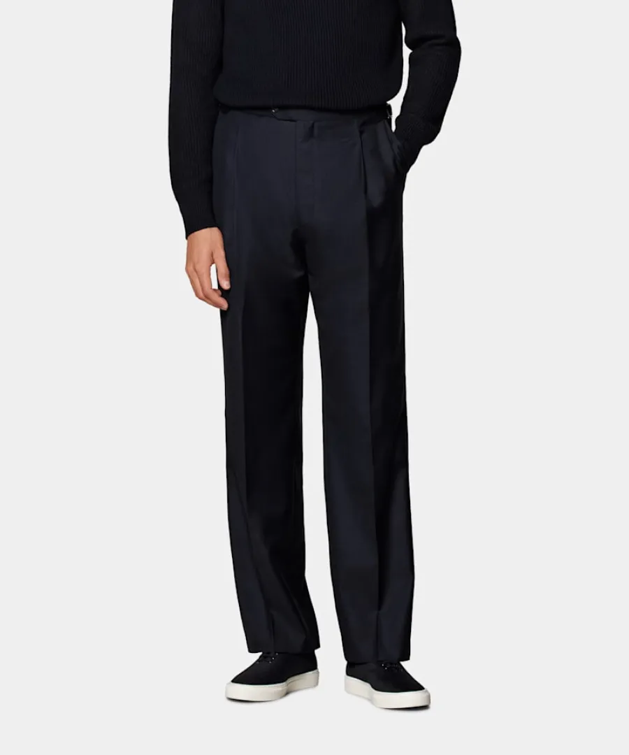 Outlet Hose navy Wide Leg straight Hosen