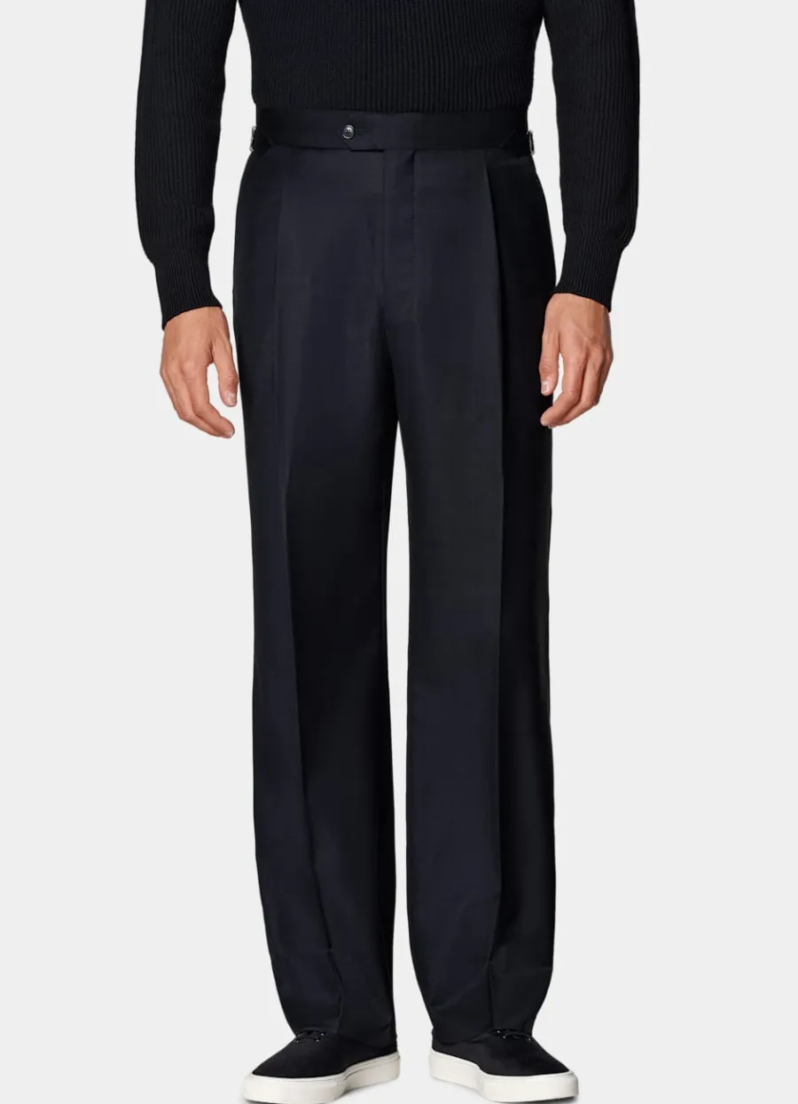 Outlet Hose navy Wide Leg straight Hosen