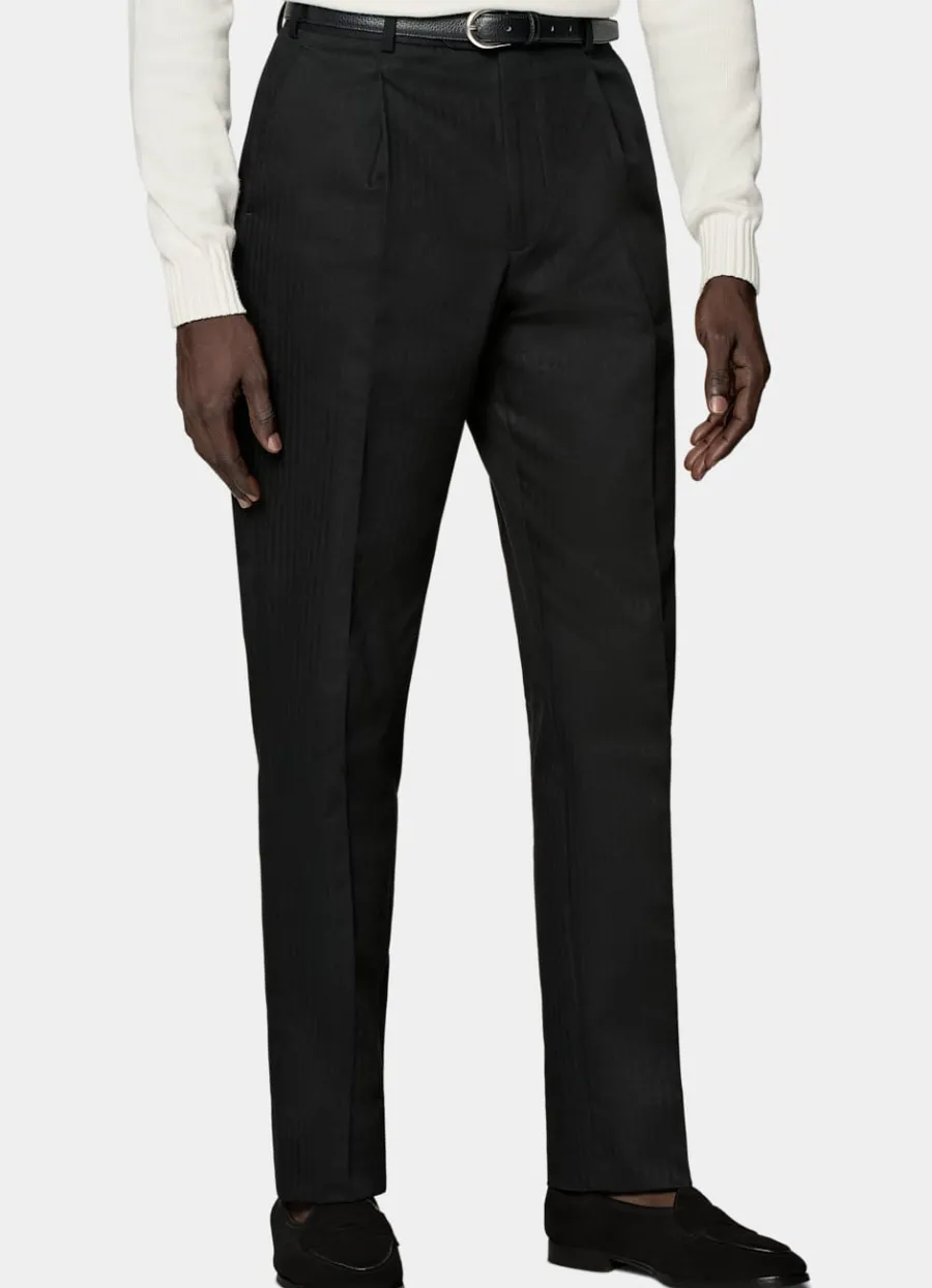 Shop Hose schwarz Fischgrätmuster Wide Leg tapered Hosen