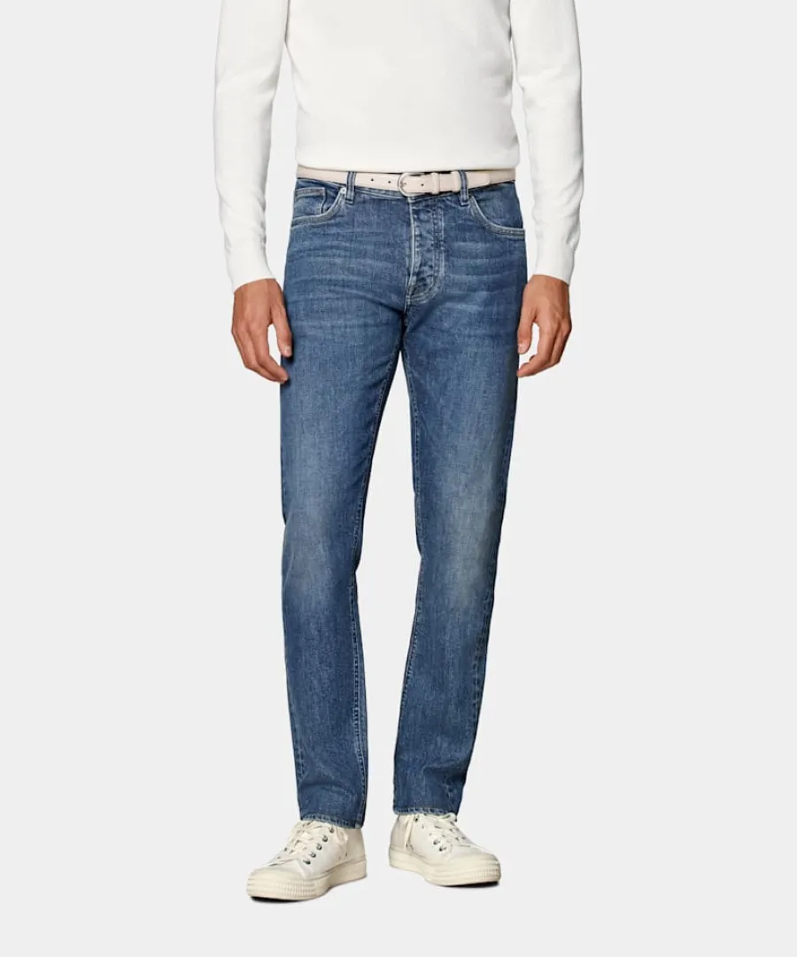 Hot Jeans mittelblau Slim Leg tapered Jeans | Hosen