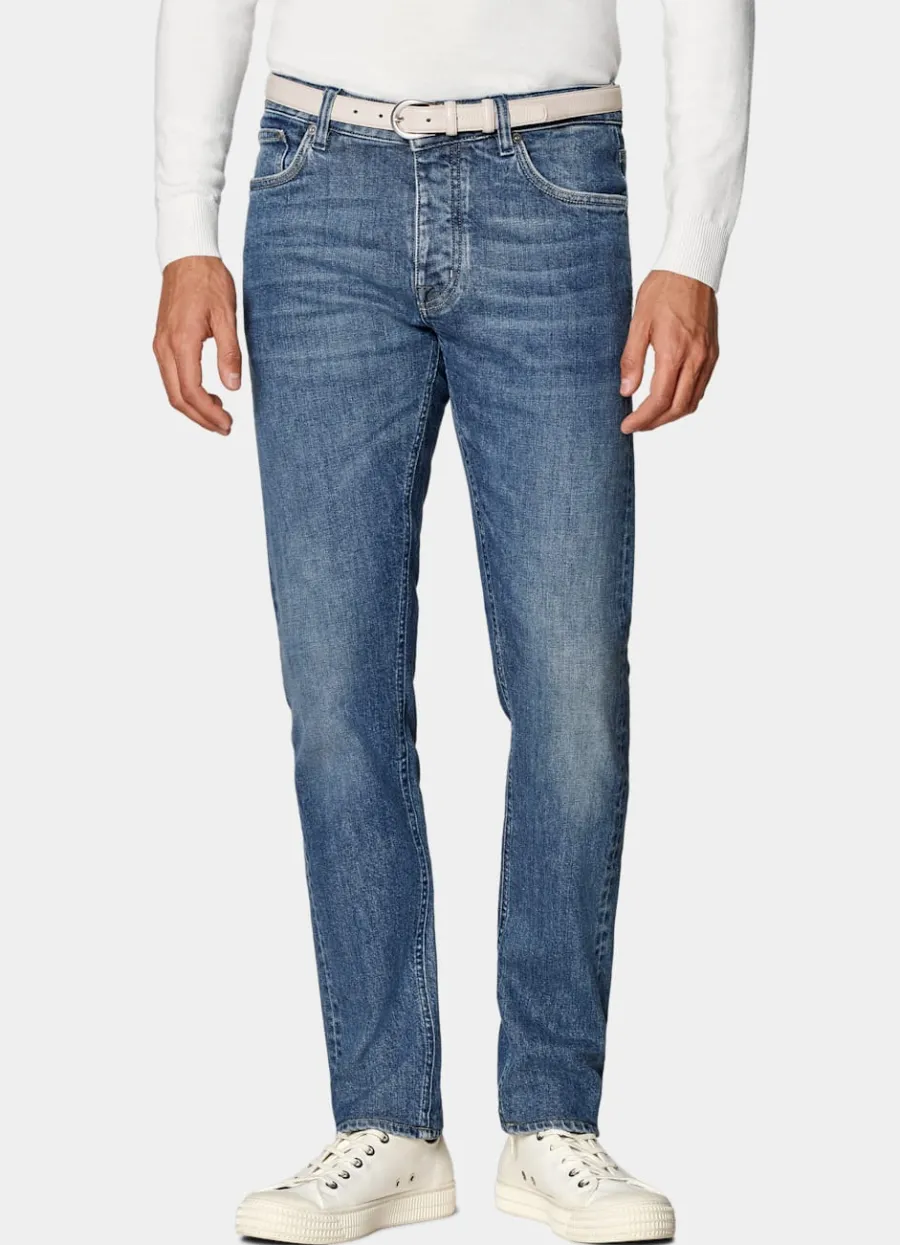 Hot Jeans mittelblau Slim Leg tapered Jeans | Hosen