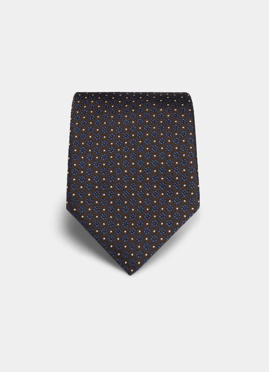 Cheap Krawatte braun mit floralem Muster Krawatten & Fliegen