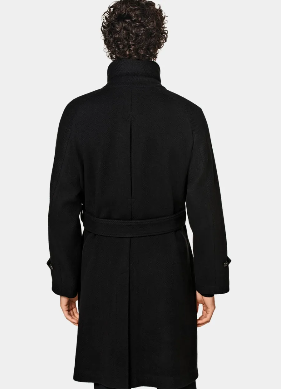 mantel_schwarz_fischgrtmuster_grtel_4.webp Best Sale Mantel schwarz Fischgrätmuster Gürtel Mäntel