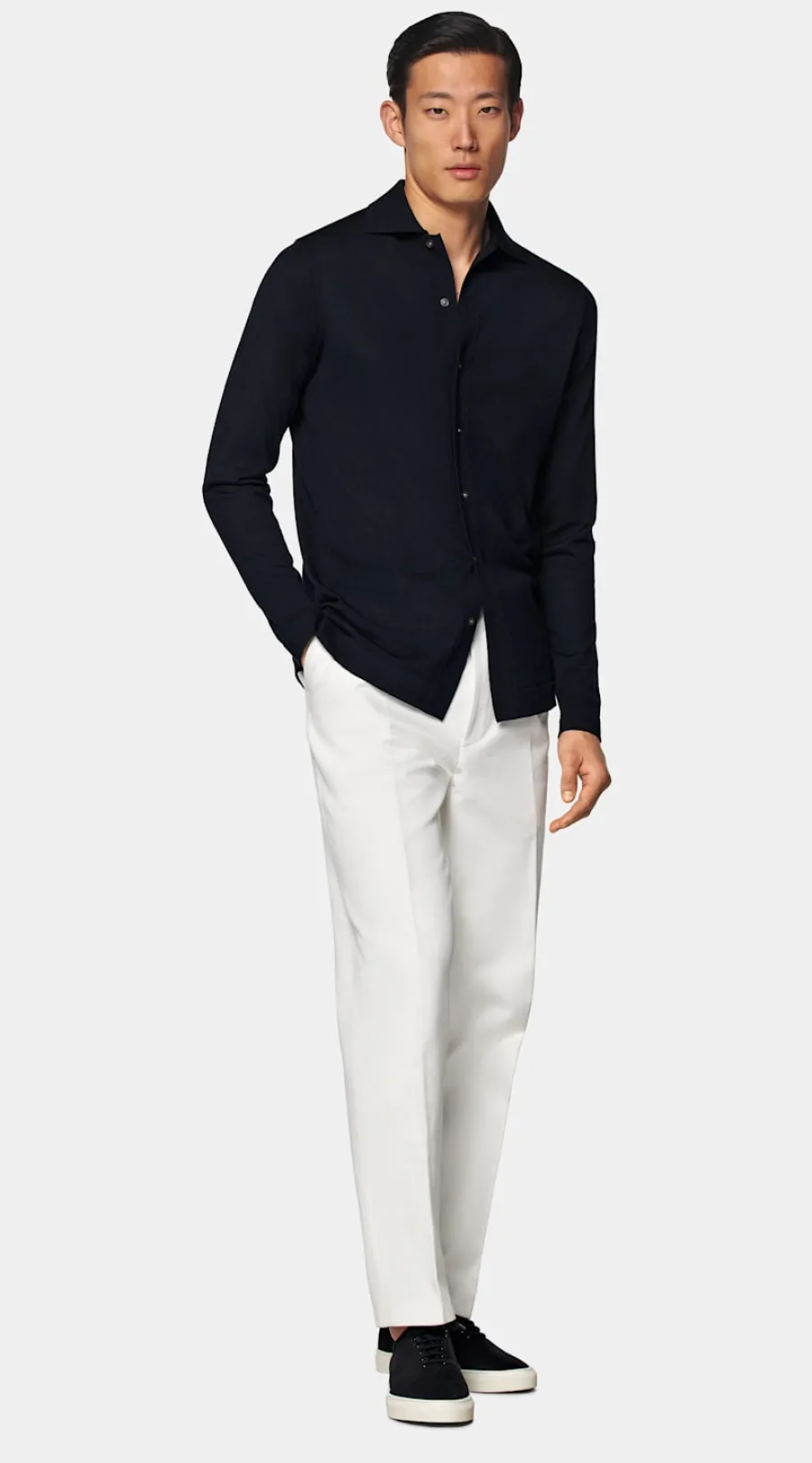 New Merino Polo-Cardigan Langarm Strickhemden | Cardigans