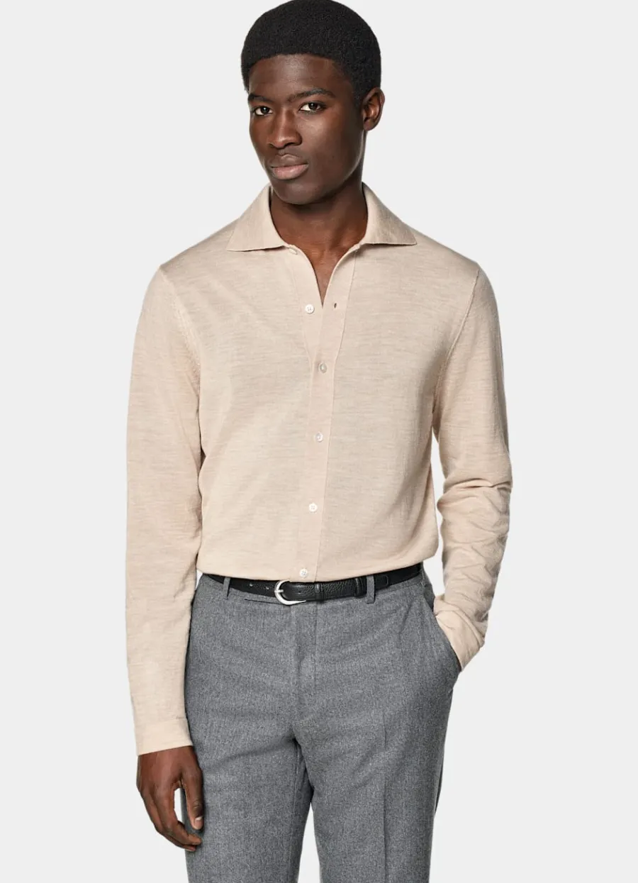 Flash Sale Merino Polo-Cardigan Langarm Strickhemden | Cardigans
