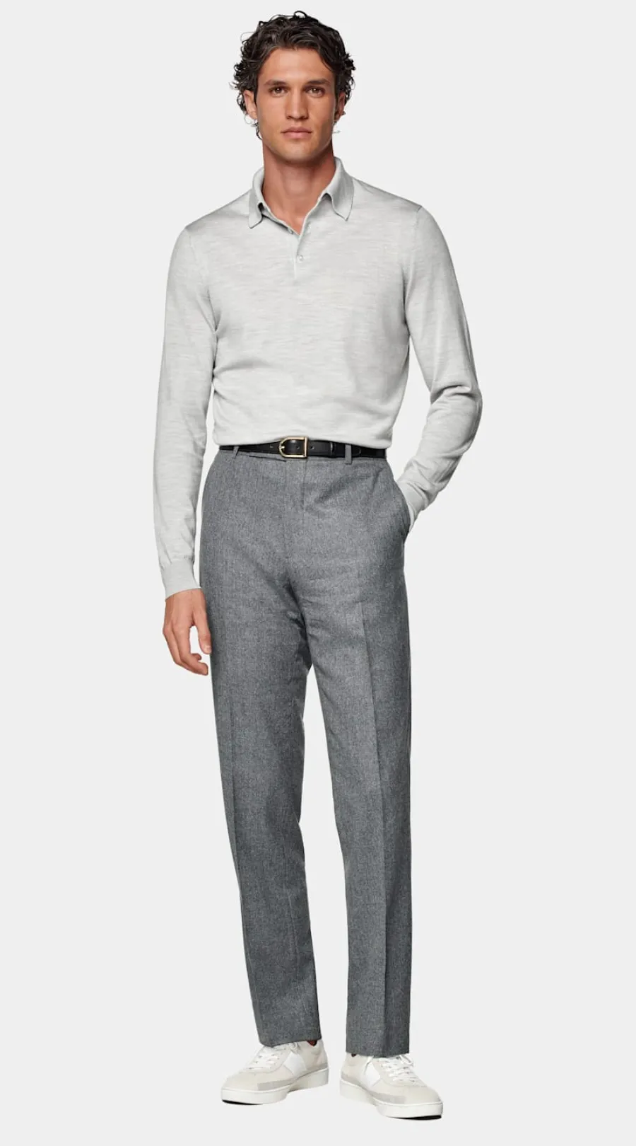 Hot Merino Poloshirt Langarm hellgrau Poloshirts | Poloshirts