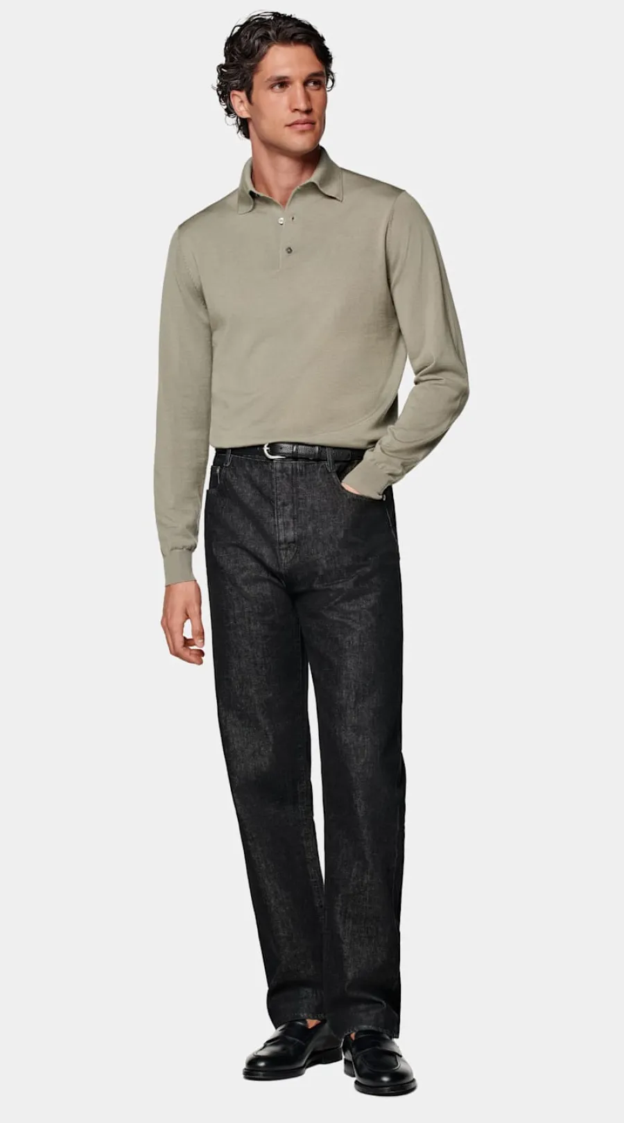 Cheap Merino Poloshirt Langarm hellgrün Poloshirts | Poloshirts
