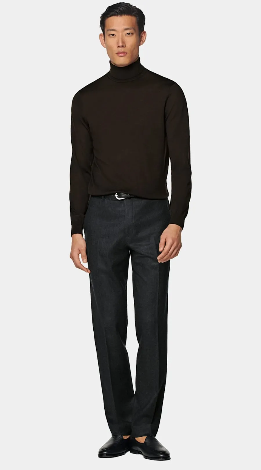 New Merino Rollkragenpullover dunkelbraun Rollkragenpullover