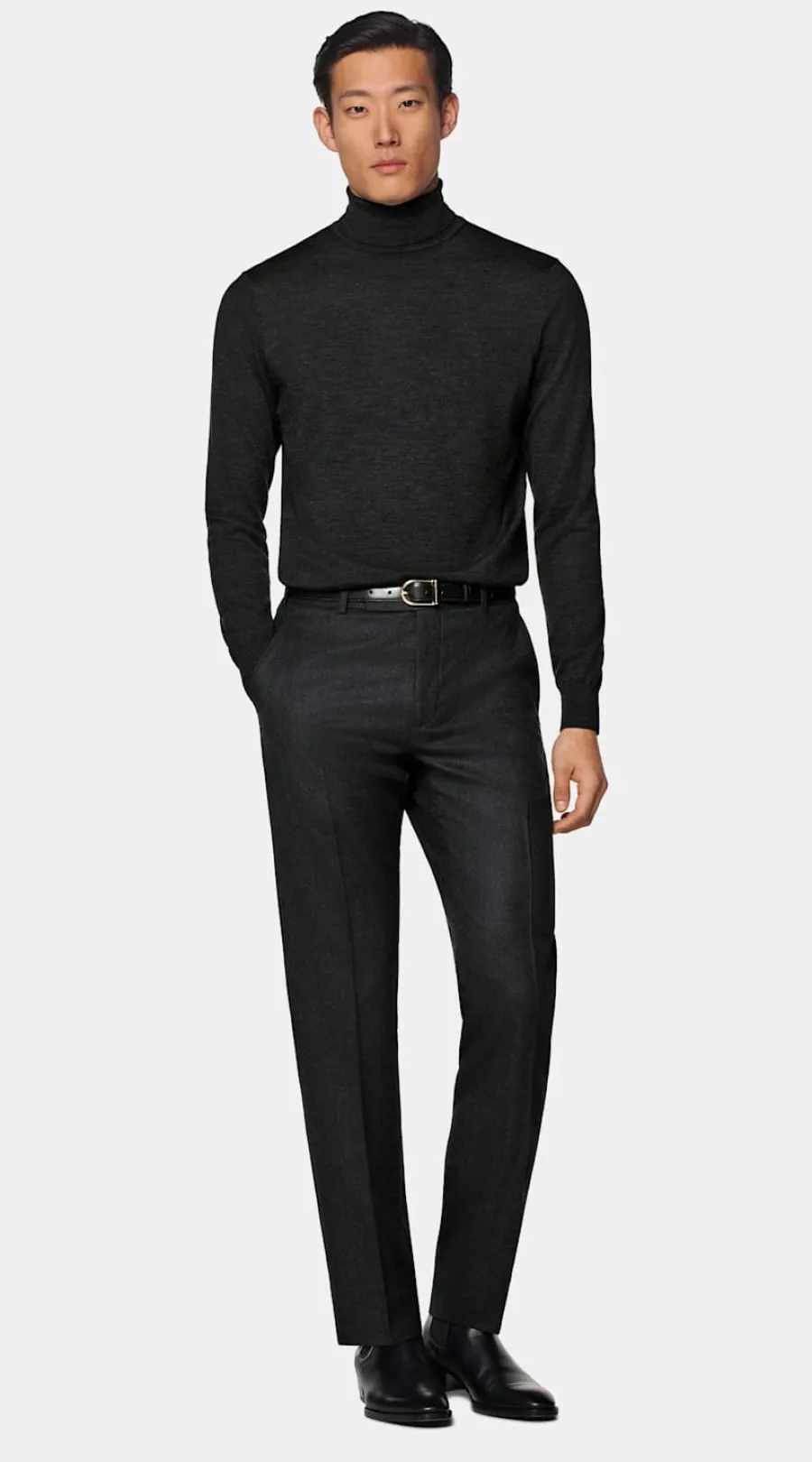 Cheap Merino Rollkragenpullover dunkelgrau Rollkragenpullover