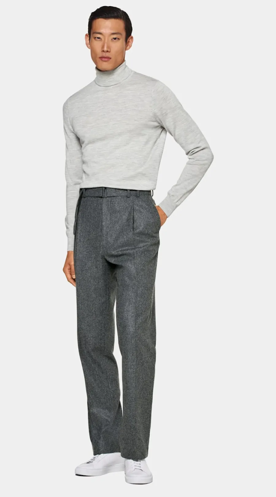 Outlet Merino Rollkragenpullover hellgrau Rollkragenpullover