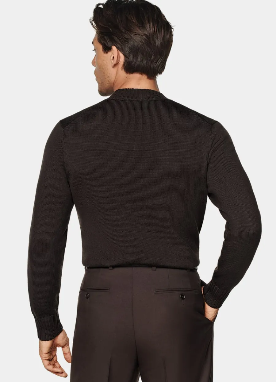 merino_rundhalspullover_dunkelbraun_4.webp Store Merino Rundhalspullover dunkelbraun Pullover Mit Rundhalskragen & V-Ausschnitt