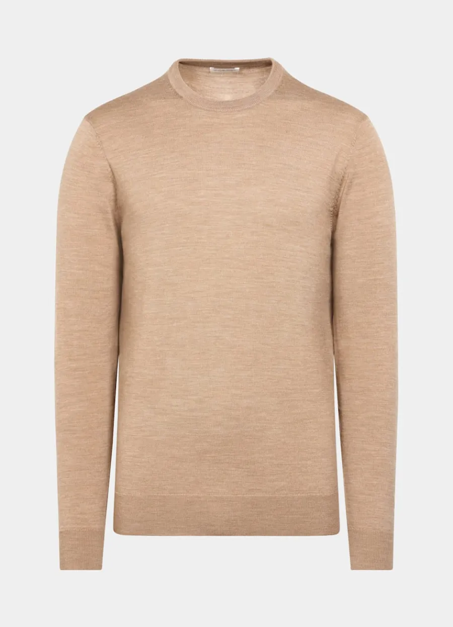 merino_rundhalspullover_hellbraun_5.webp Clearance Merino Rundhalspullover hellbraun Pullover Mit Rundhalskragen & V-Ausschnitt