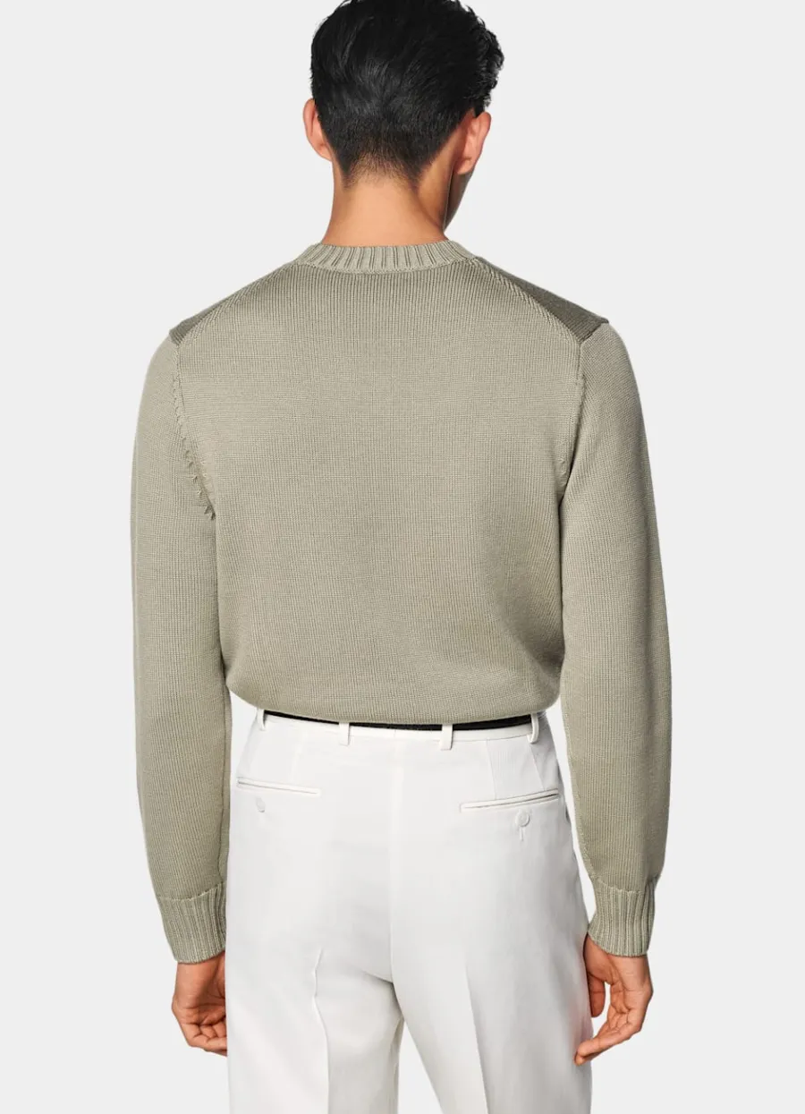merino_rundhalspullover_mittelgrn_4.webp Cheap Merino Rundhalspullover mittelgrün Pullover Mit Rundhalskragen & V-Ausschnitt