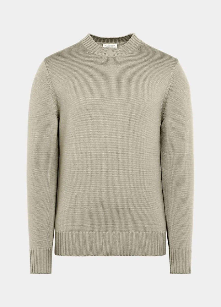 merino_rundhalspullover_mittelgrn_6.webp Cheap Merino Rundhalspullover mittelgrün Pullover Mit Rundhalskragen & V-Ausschnitt