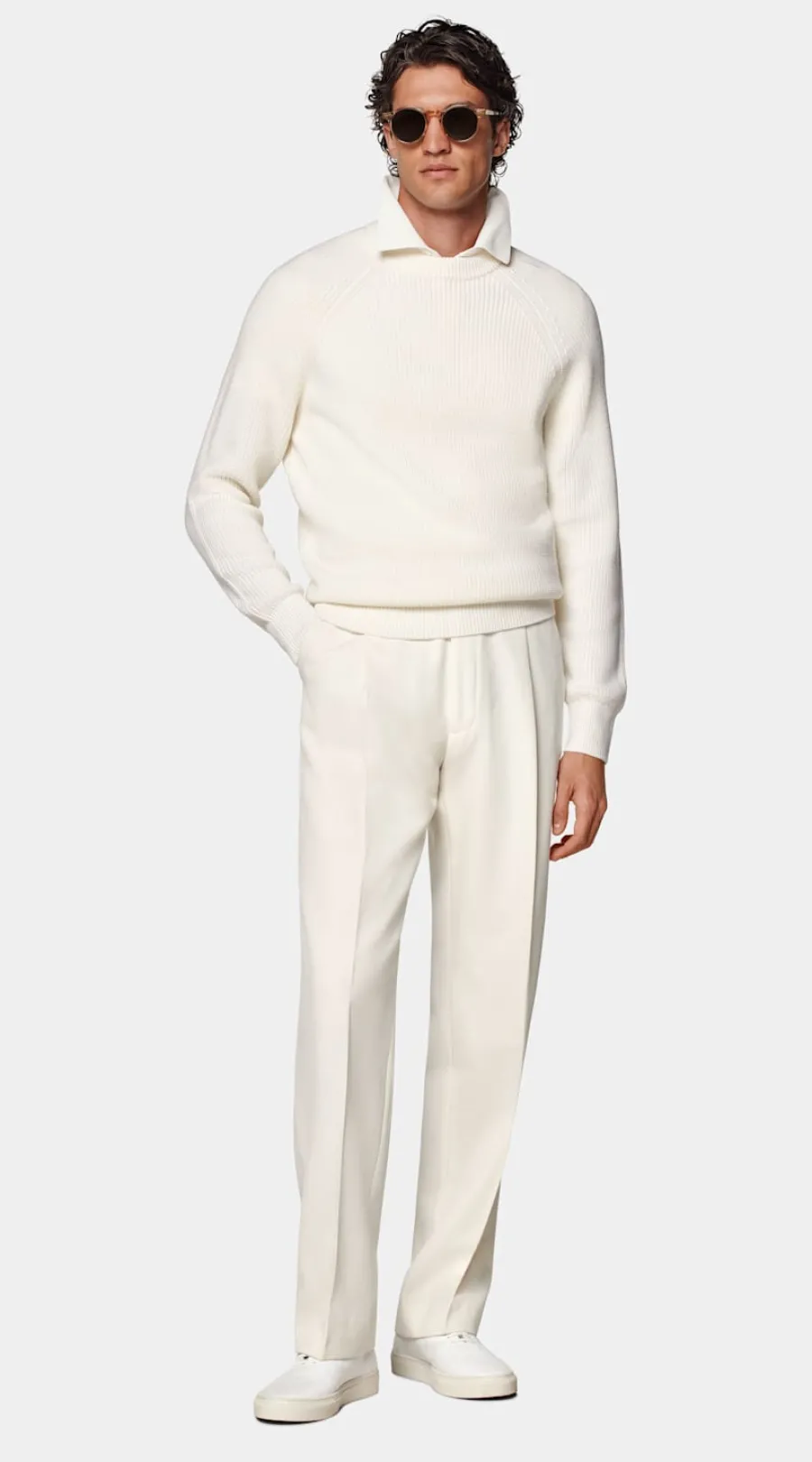 Outlet Merino Rundhalspullover Rippstrick Pullover Mit Rundhalskragen & V-Ausschnitt