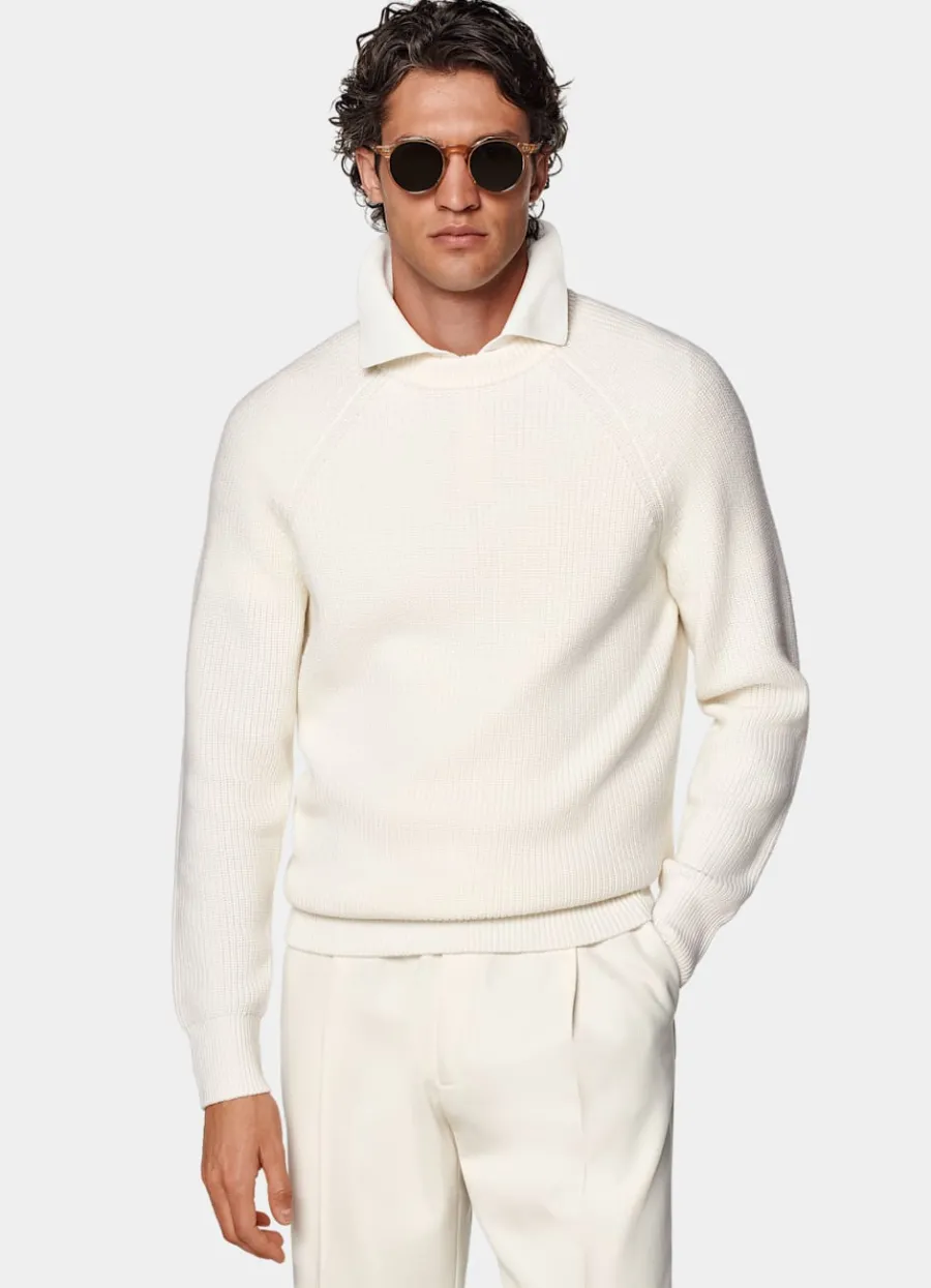 Outlet Merino Rundhalspullover Rippstrick Pullover Mit Rundhalskragen & V-Ausschnitt