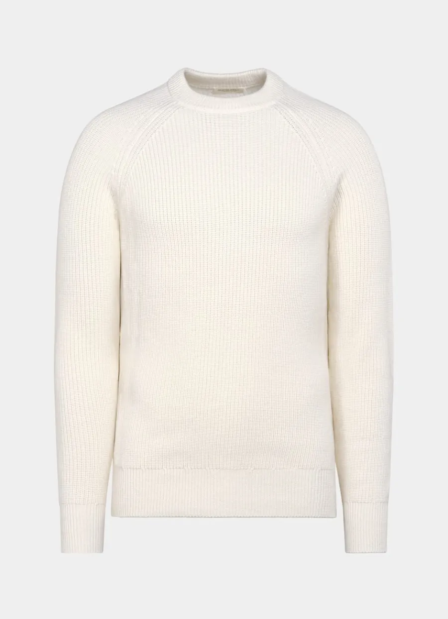 merino_rundhalspullover_offwhite_rippstrick_5.webp Outlet Merino Rundhalspullover Rippstrick Pullover Mit Rundhalskragen & V-Ausschnitt