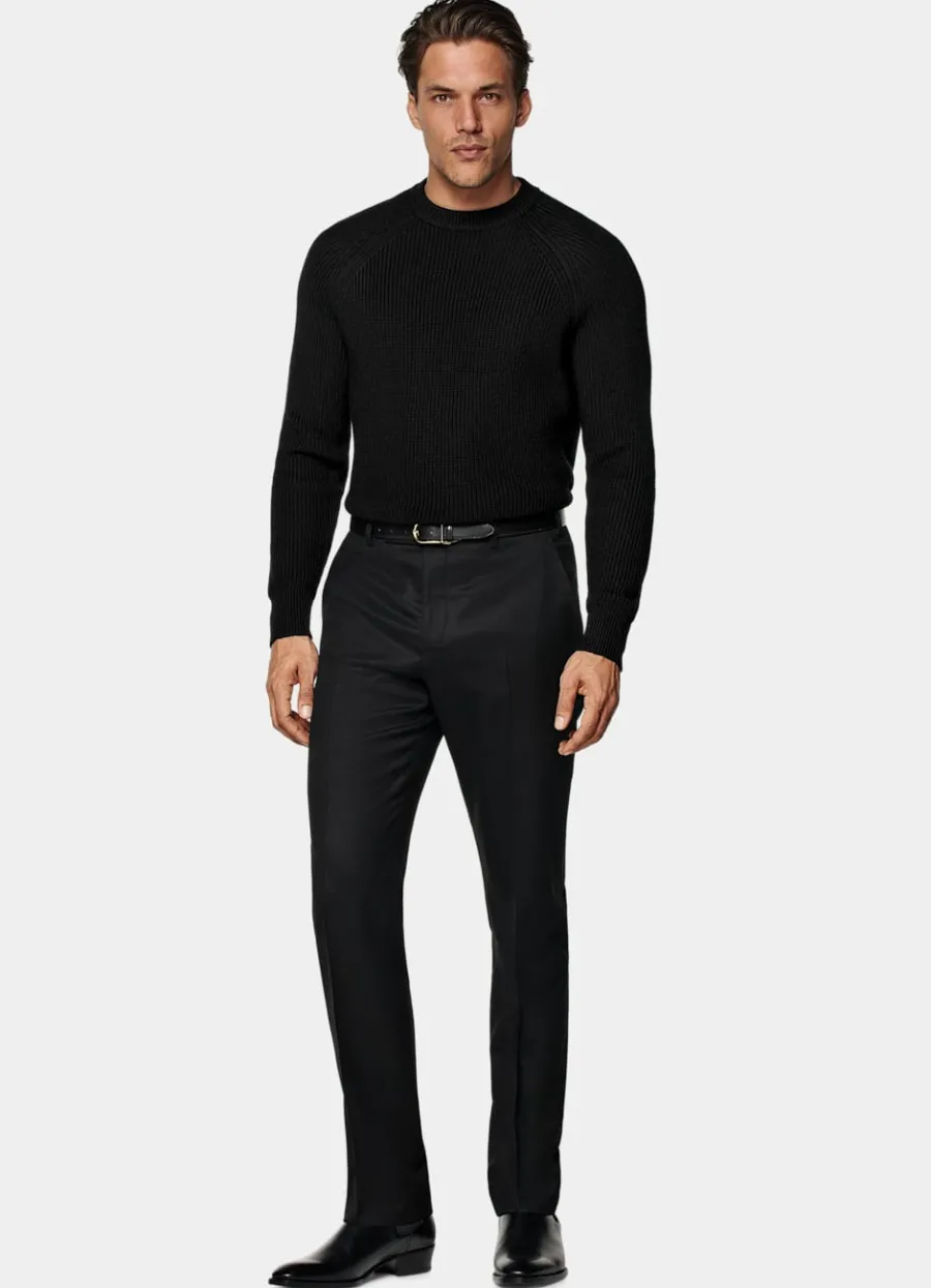 merino_rundhalspullover_schwarz_rippstrick_3.webp Clearance Merino Rundhalspullover schwarz Rippstrick Pullover Mit Rundhalskragen & V-Ausschnitt