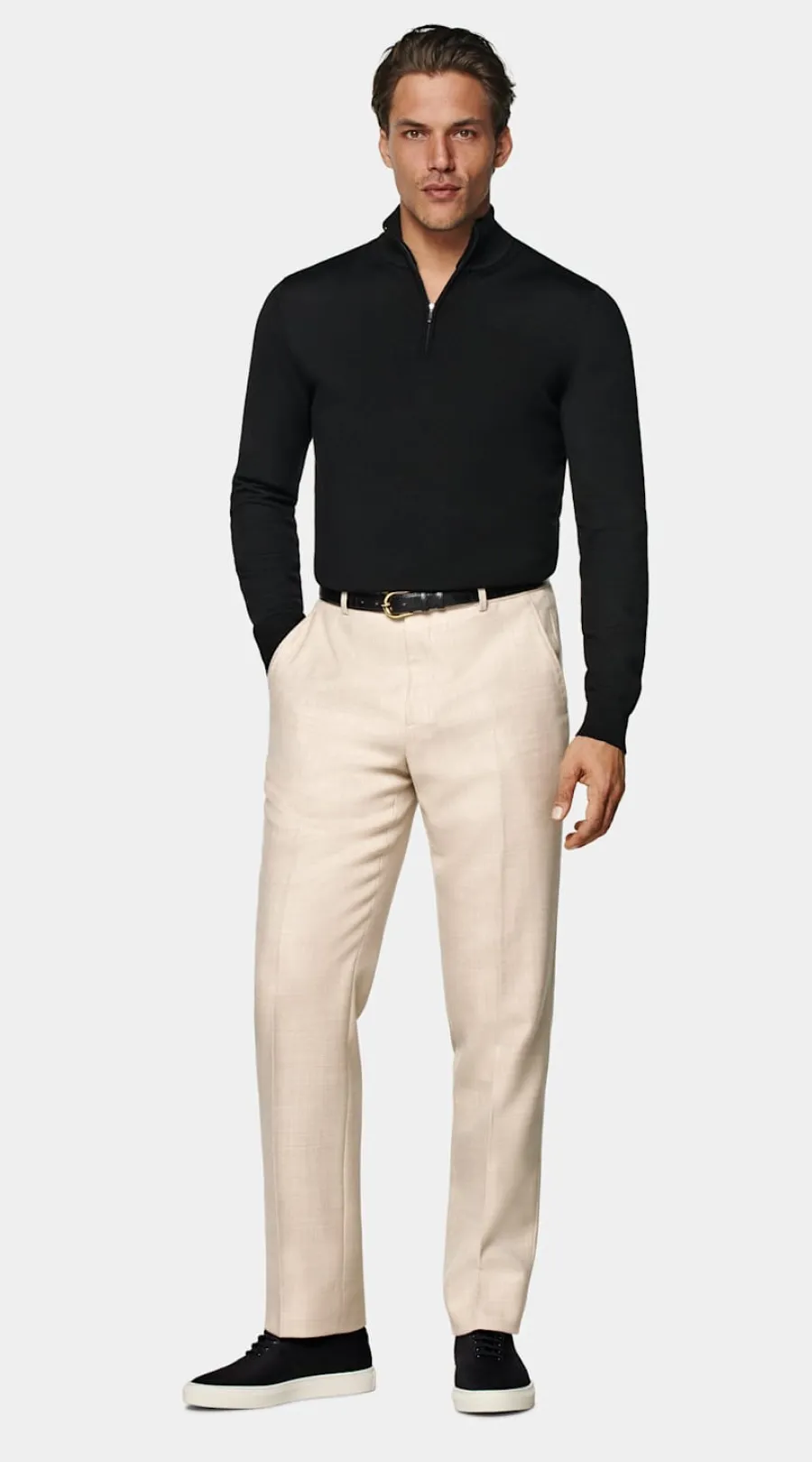 Discount Merino schwarz Halber Reißverschluss Pullover Mit Reißverschluss