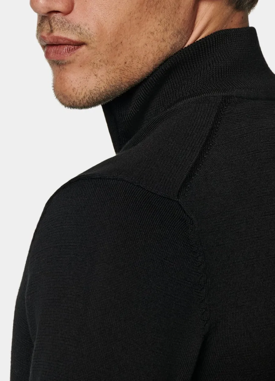 merino_schwarz_halber_reiverschluss_5.webp Discount Merino schwarz Halber Reißverschluss Pullover Mit Reißverschluss