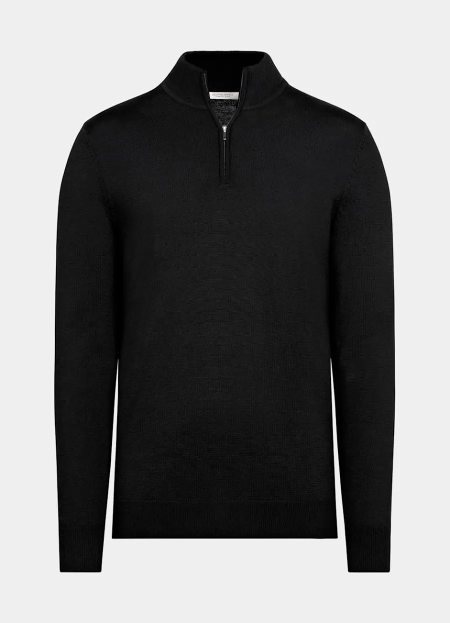 merino_schwarz_halber_reiverschluss_6.webp Discount Merino schwarz Halber Reißverschluss Pullover Mit Reißverschluss