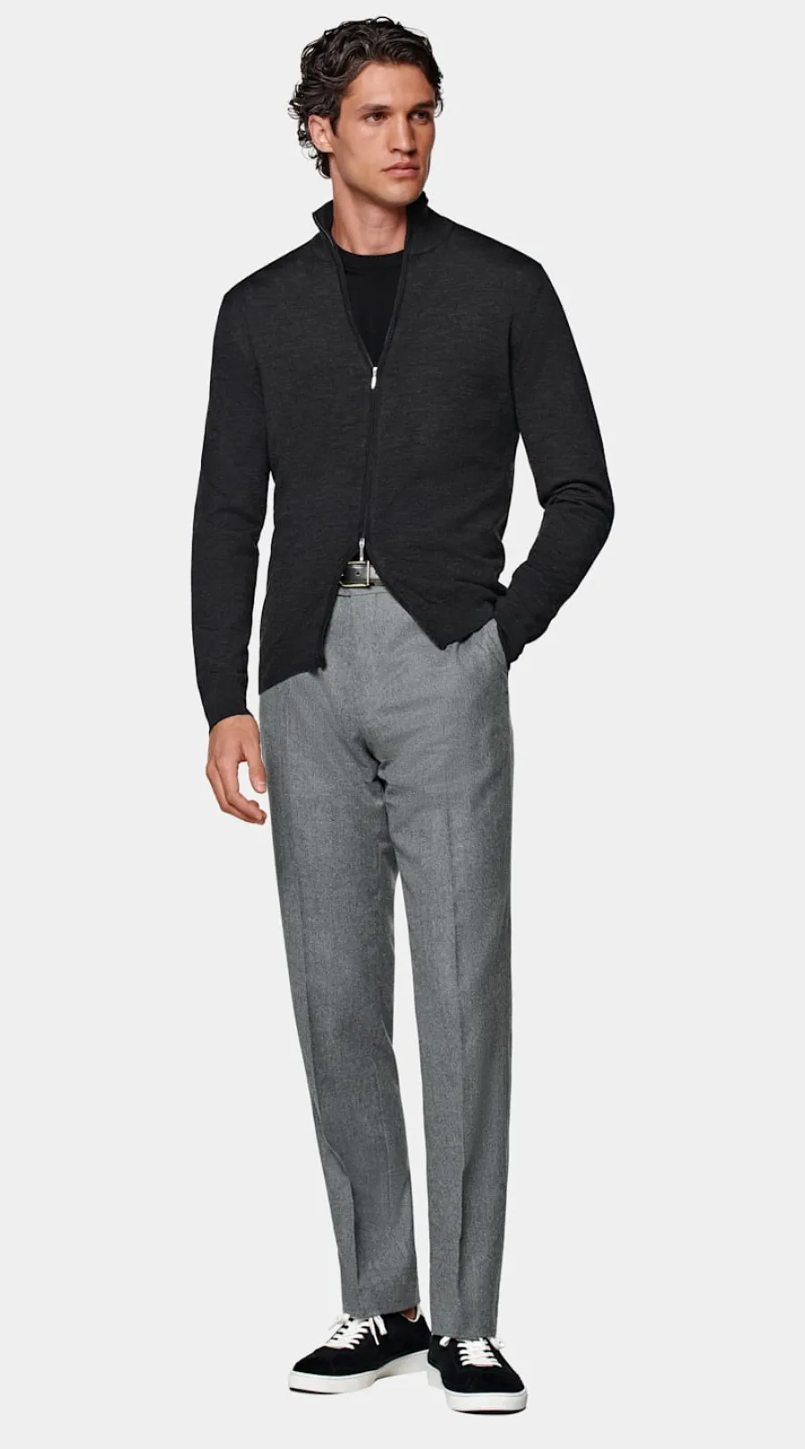 Shop Merino Zip-Cardigan dunkelgrau Pullover Mit Reißverschluss