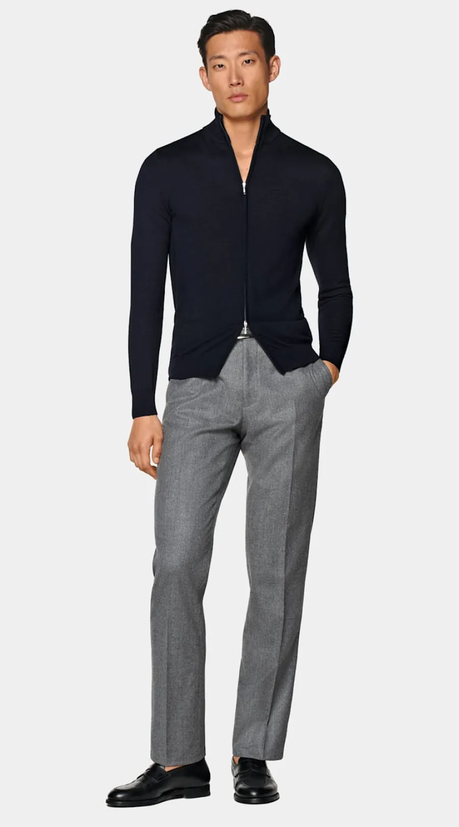 Fashion Merino Zip-Cardigan Pullover Mit Reißverschluss