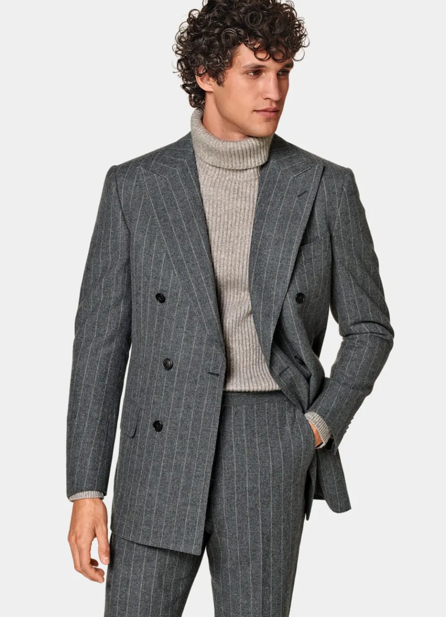 Discount Milano Anzug dunkelgrau gestreift Tailored Fit Moderne Anzüge