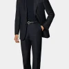 Cheap Milano Anzug navy gestreift Tailored Fit Winterhochzeit | Hochzeitsanzüge