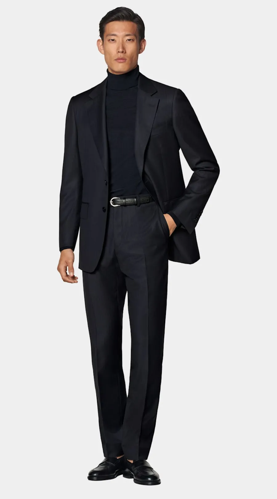 Cheap Milano Anzug navy gestreift Tailored Fit Winterhochzeit | Hochzeitsanzüge