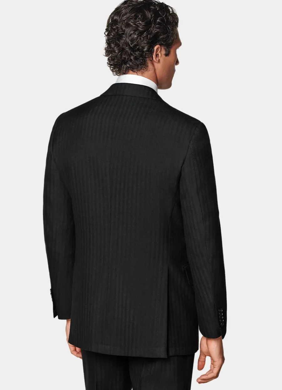 milano_anzug_schwarz_fischgrtmuster_tailored_fit_4.webp Best Milano Anzug schwarz Fischgrätmuster Tailored Fit Formelle Hochzeit | Hochzeitsanzüge