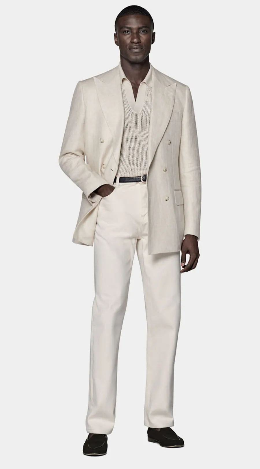 Hot Milano Sakko helltaupe Fischgrätmuster Tailored Fit Sakkos