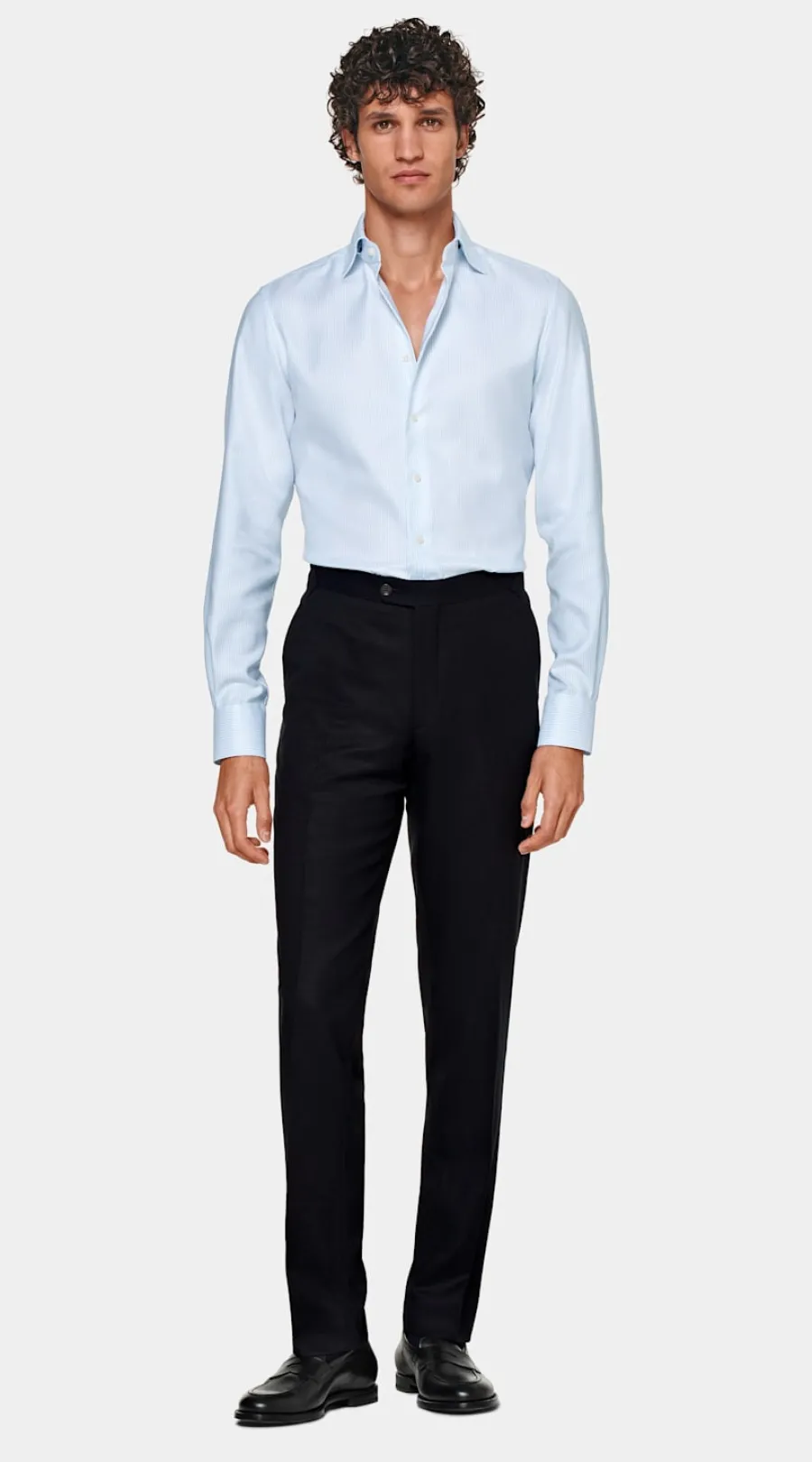 Discount Oxford Hemd hellblau gestreift Extra Slim Fit Traveller Hemden | Klassische & Businesshemden