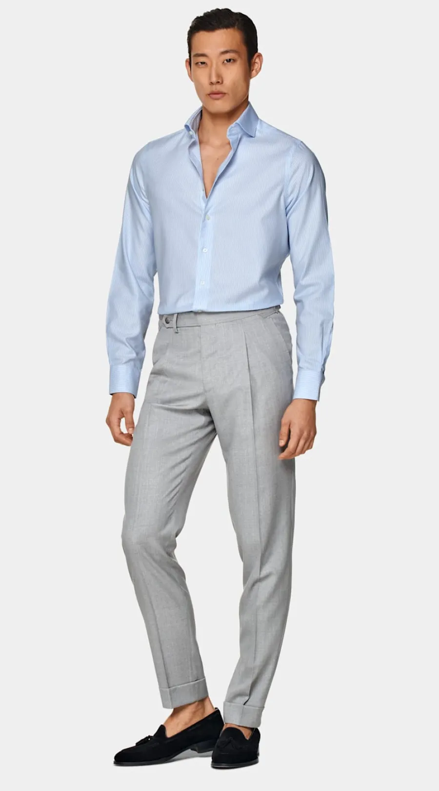 Shop Oxford Hemd hellblau gestreift Extra Slim Fit Traveller Hemden | Klassische & Businesshemden