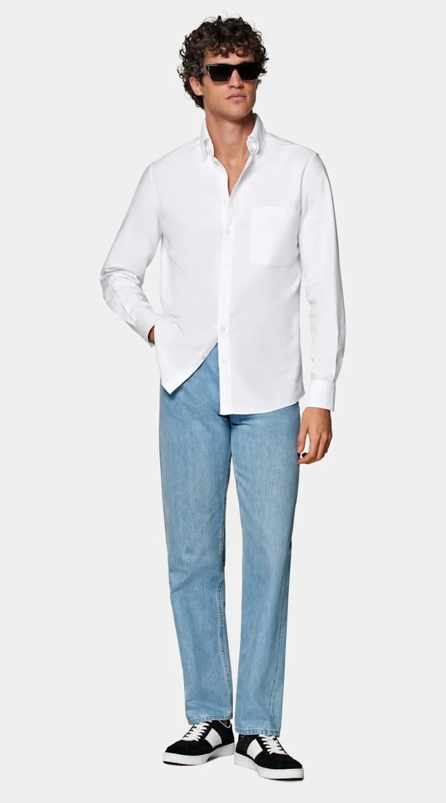 Sale Oxford Hemd weiß Slim Fit Freizeithemden