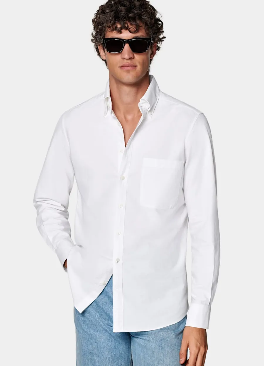 Sale Oxford Hemd weiß Slim Fit Freizeithemden