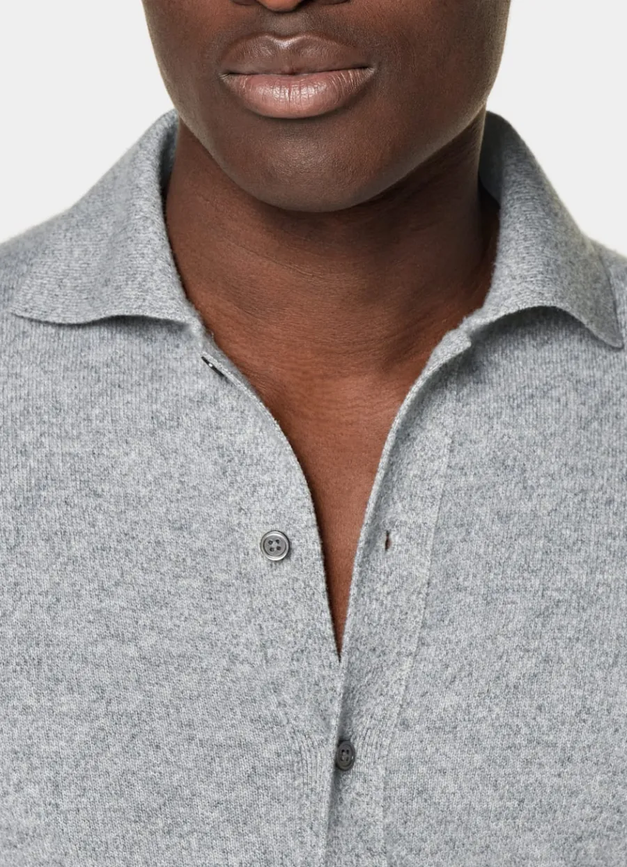 polocardigan_grau_langarm_2.webp Sale Polo-Cardigan grau Langarm Strickhemden | Cardigans