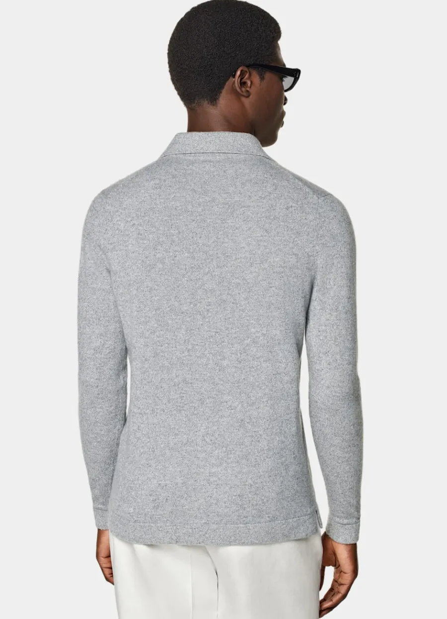 polocardigan_grau_langarm_4.webp Sale Polo-Cardigan grau Langarm Strickhemden | Cardigans